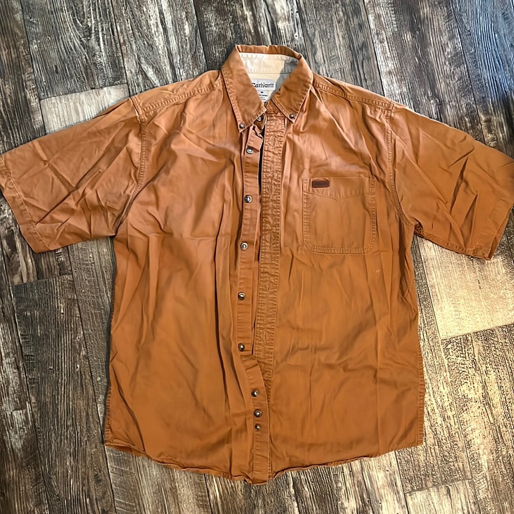 Carhartt Brown Button Down Short Sleeve Men’s Medium Shirt